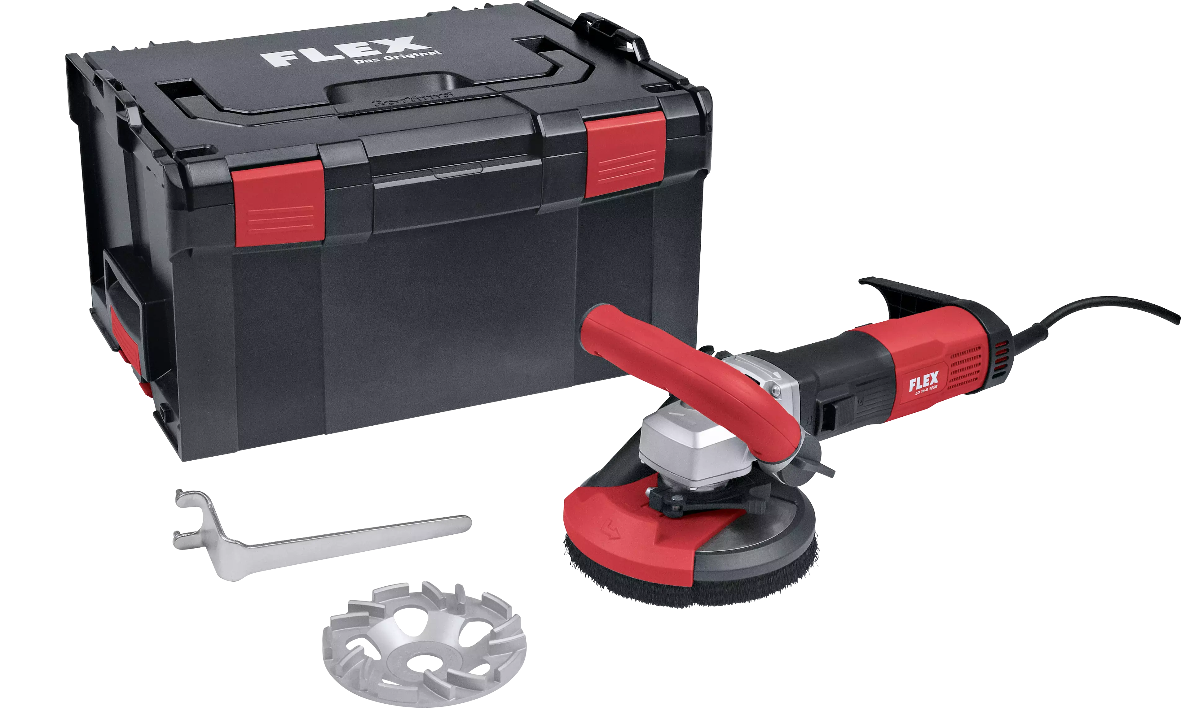 FLEX LD 16-8 125 R, Kit TH-Jet, Kompaktní sanační bruska pro bezprašné práce až do rohů, 125 mm
