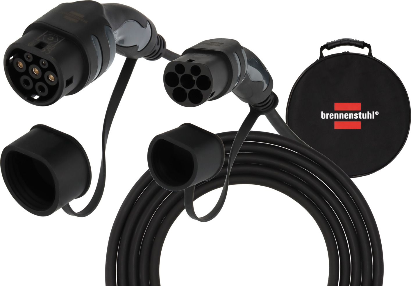 Brennenstuhl nabíjecí kabel EV typ 2, 11kW (nabíjecí kabel e-mobilita typ 2, 7m, IP55, 3fázový, nabíjecí kabel režim 3 s brašnou pro elektrická a hybridní vozidla)